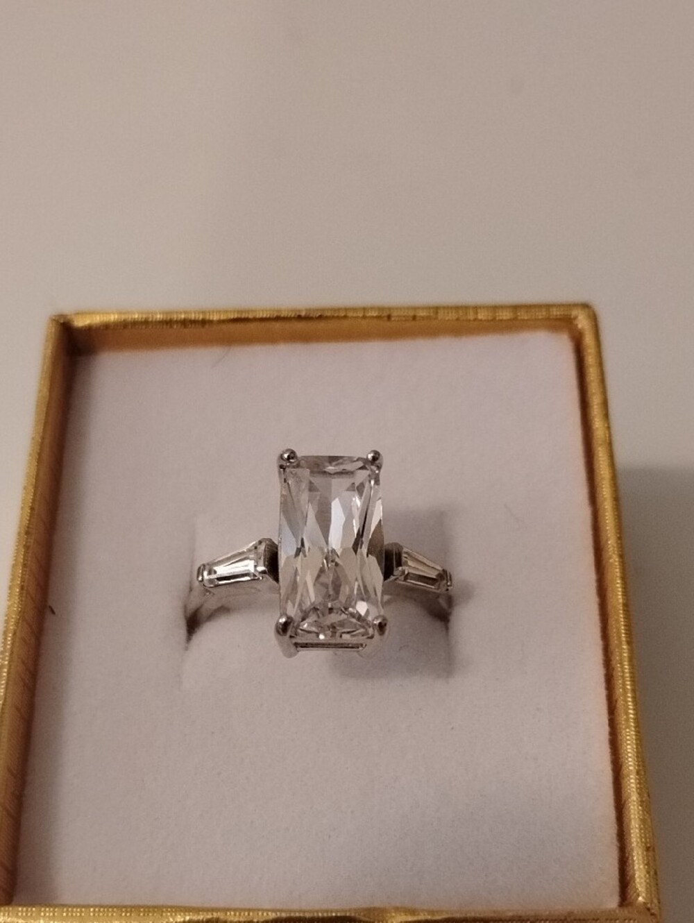Radiance by Absolute Baguette Accent Engagement Ring Size 9